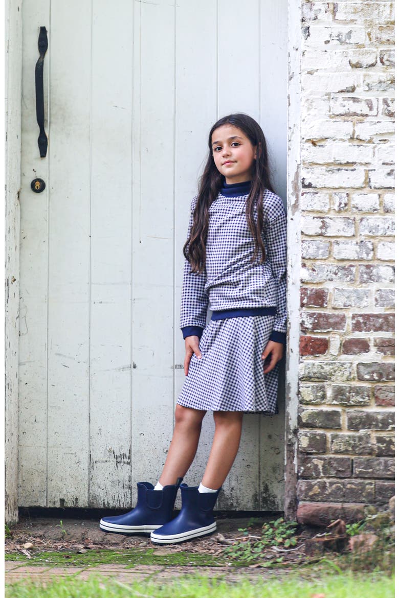 Kids' Soft Gingham Cotton Blend Skirt, Alternate, color, NAVY