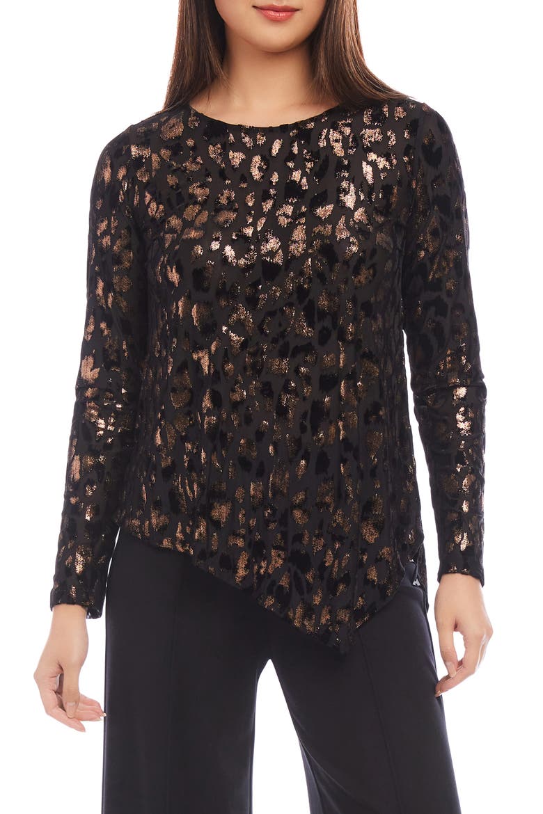 Metallic Leopard Burnout Long Sleeve Top, Main, color, COP
