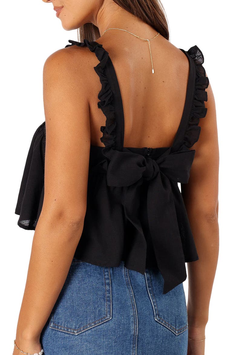 Raye Ruffle Strap Crop Sleeveless Top, Alternate, color, BLACK