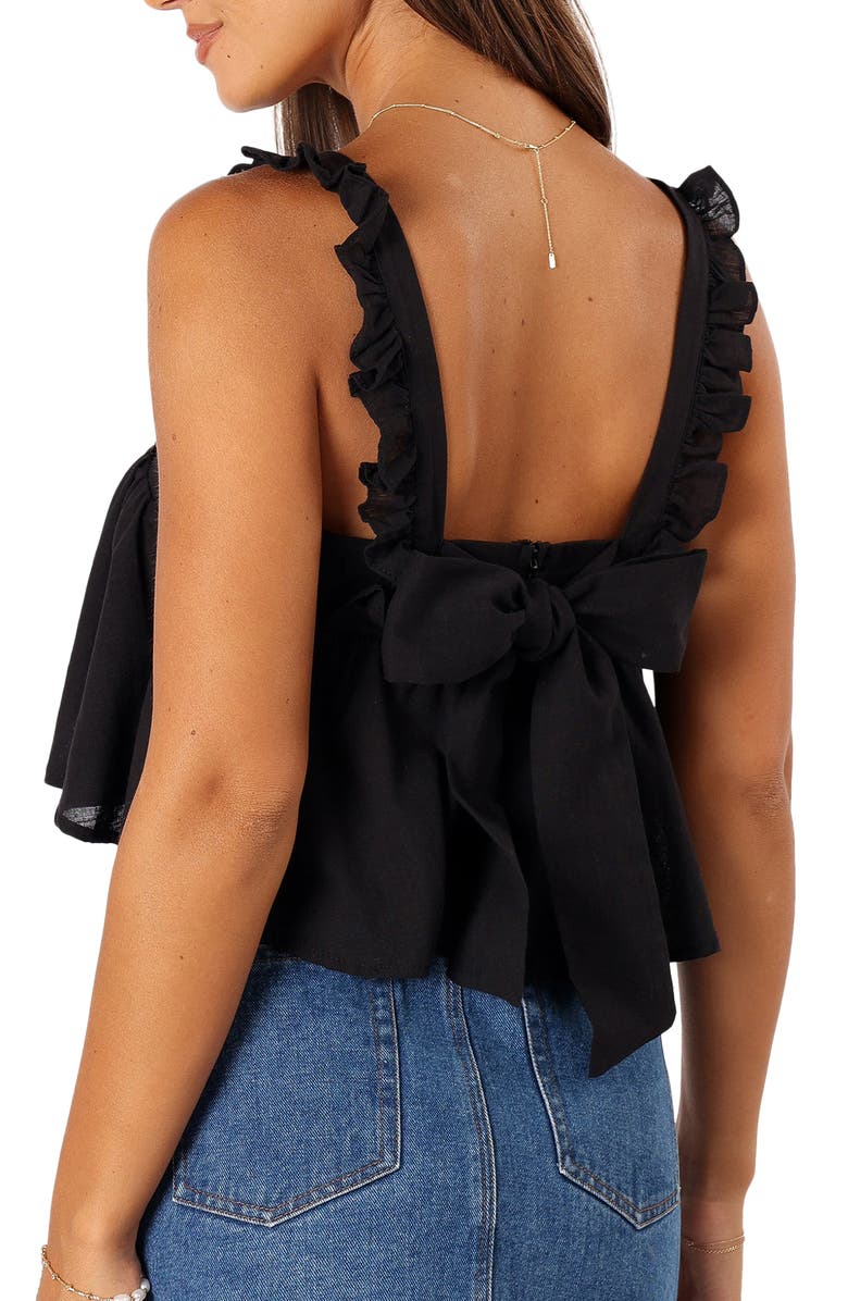 Petal & Pup Raye Ruffle Strap Crop Sleeveless Top, Alternate, color, Black