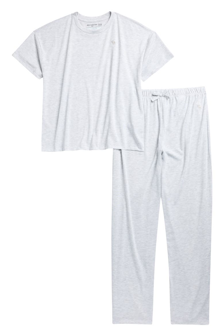 Kids' Heathered Jersey Pajamas, Main, color, LIGHT GREY HEATHER