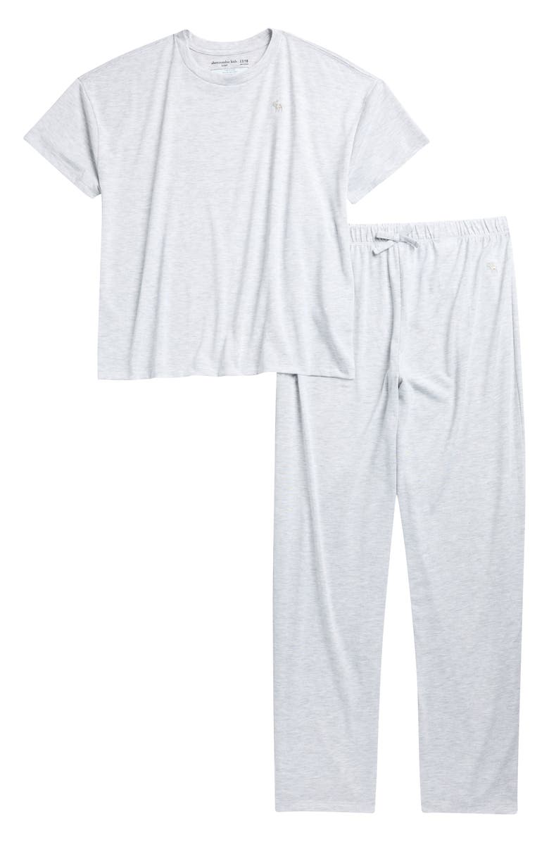 abercrombie kids Kids' Heathered Jersey Pajamas, Main, color, Light Grey Heather