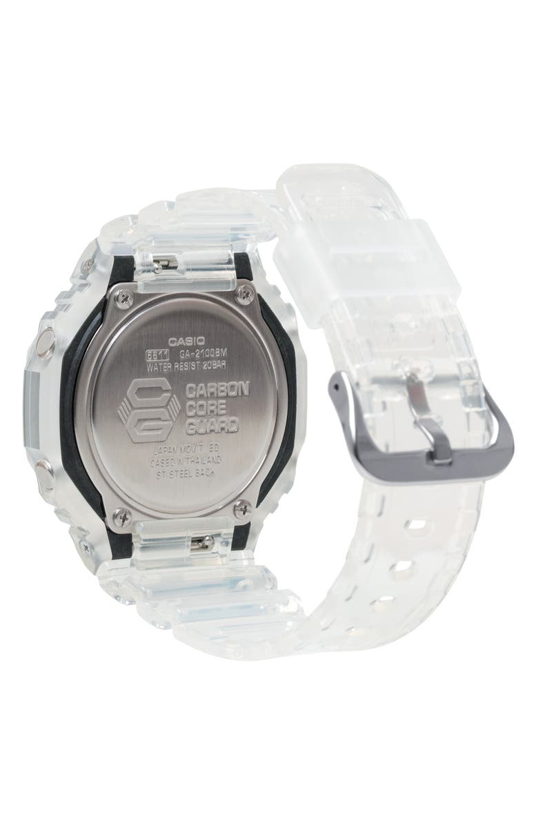 G-SHOCK Analog-Digital GA2100 Resin Strap Watch, 48.5mm, Alternate, color, Clear/ Blue