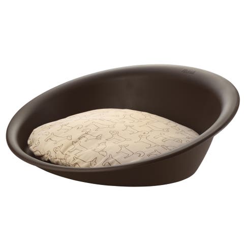 Small 16.5 x 12.6 x 2.2" Oval Pet Bed, Brown