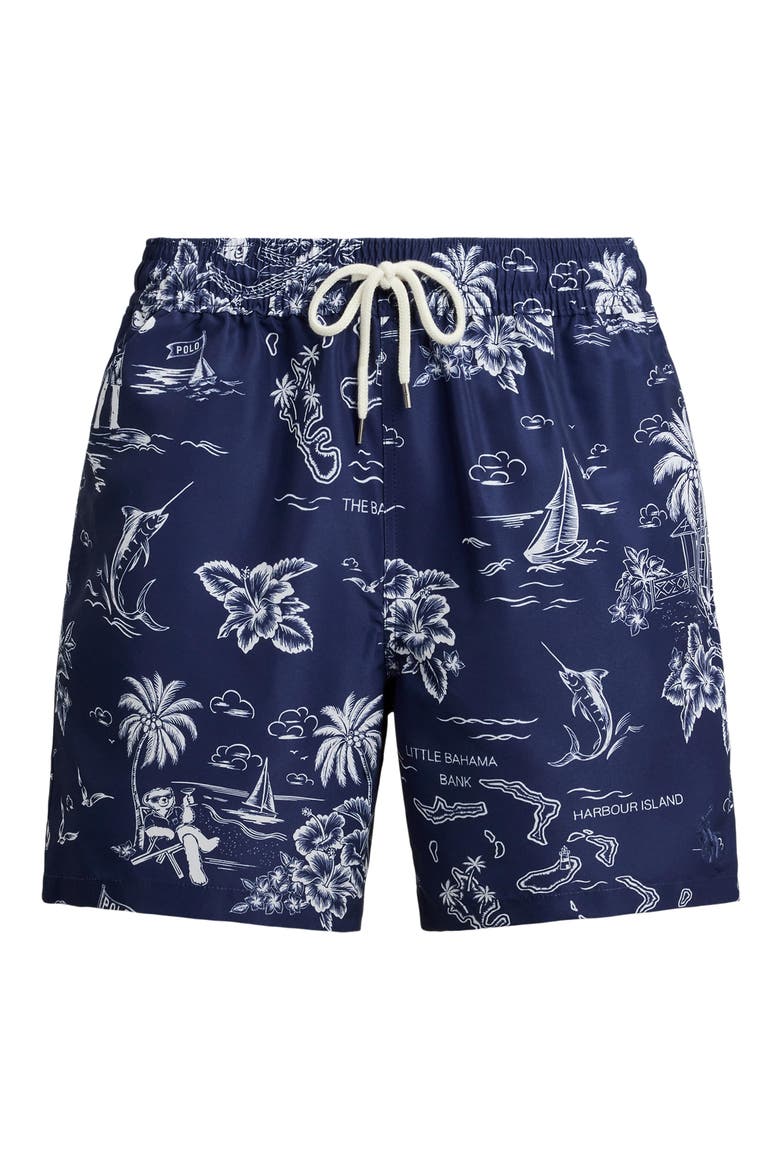Traveler Classic Polo Bear Print Swim Trunks, Alternate, color, HARBOR ISLAND BEAR