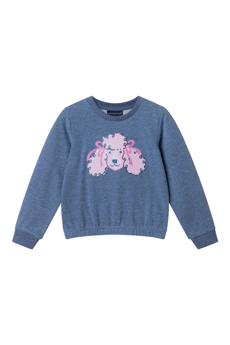Kids' Roller Skate Sequin Graphic Sweatshirt, Main, color, NAVY