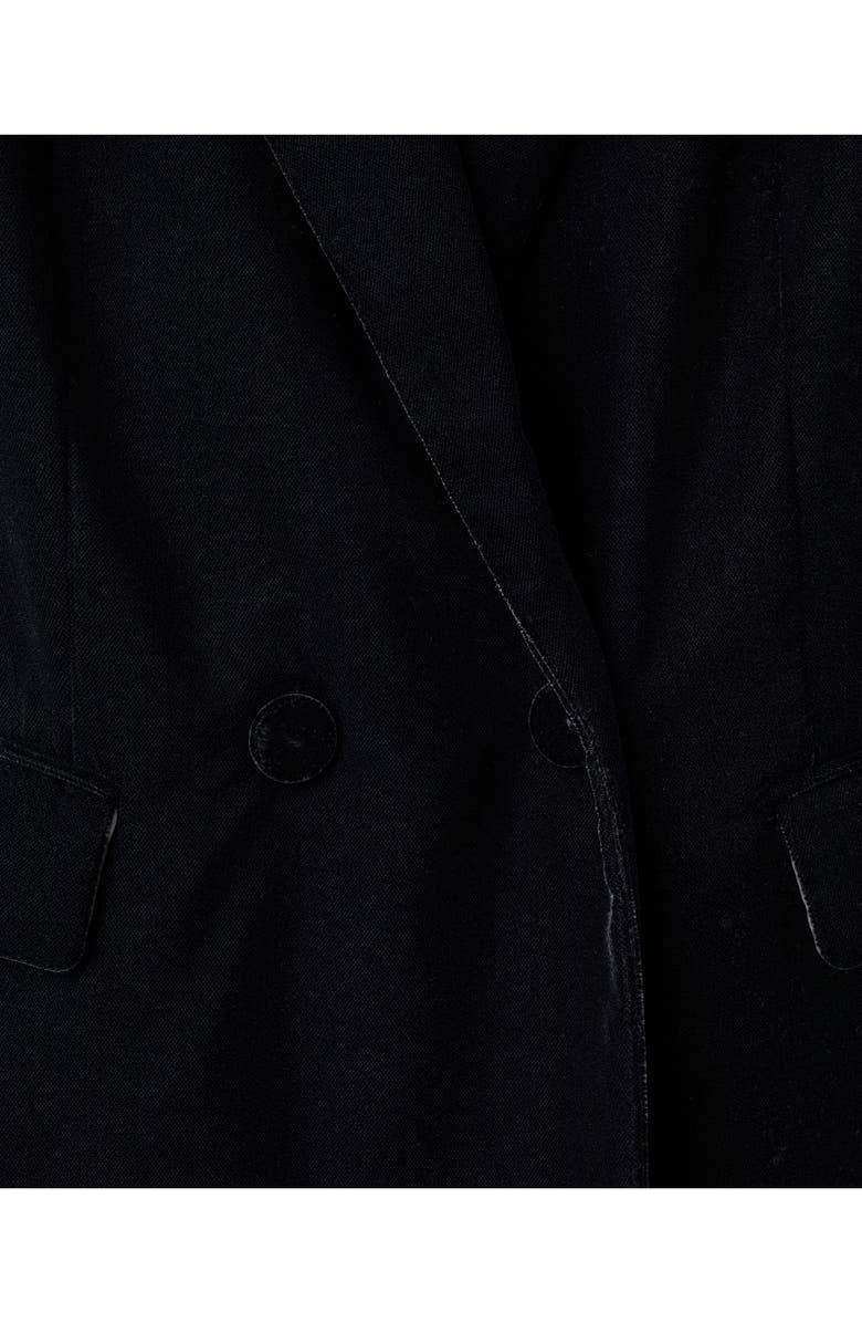 MANGO Double Breasted Velvet Blazer, Alternate, color, Black