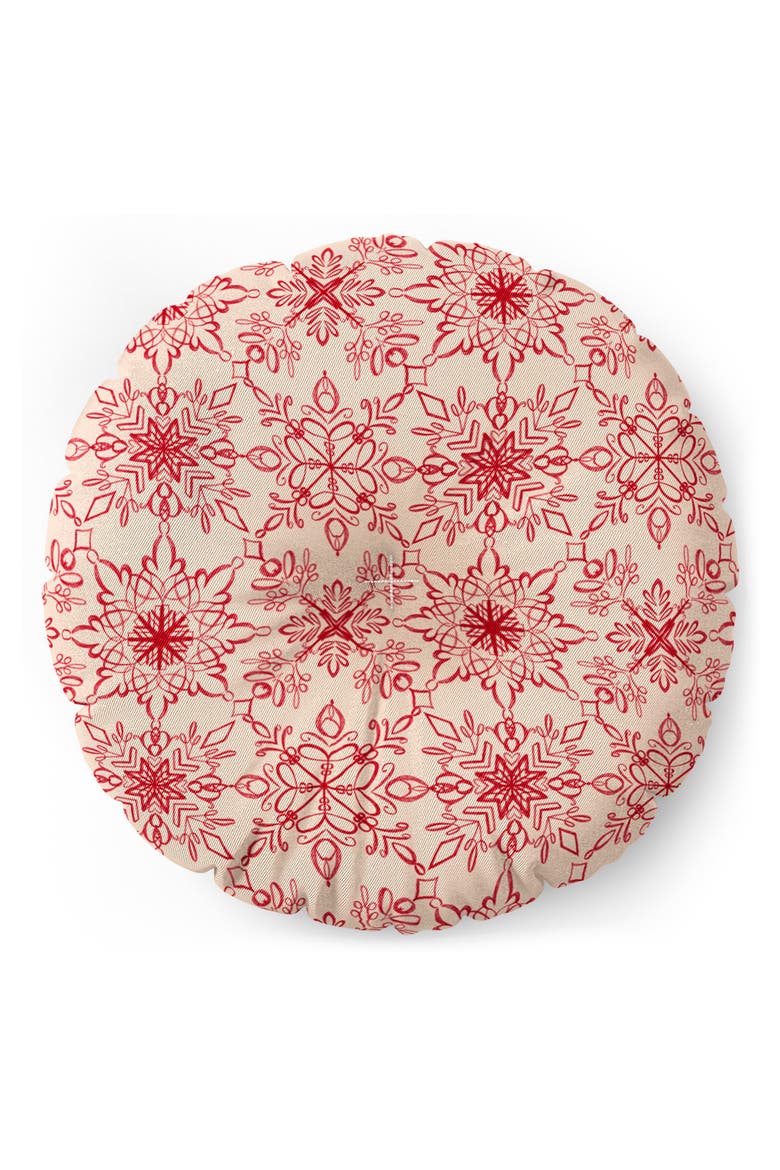 Snowflake Print Floor Pillow, Alternate, color, RED