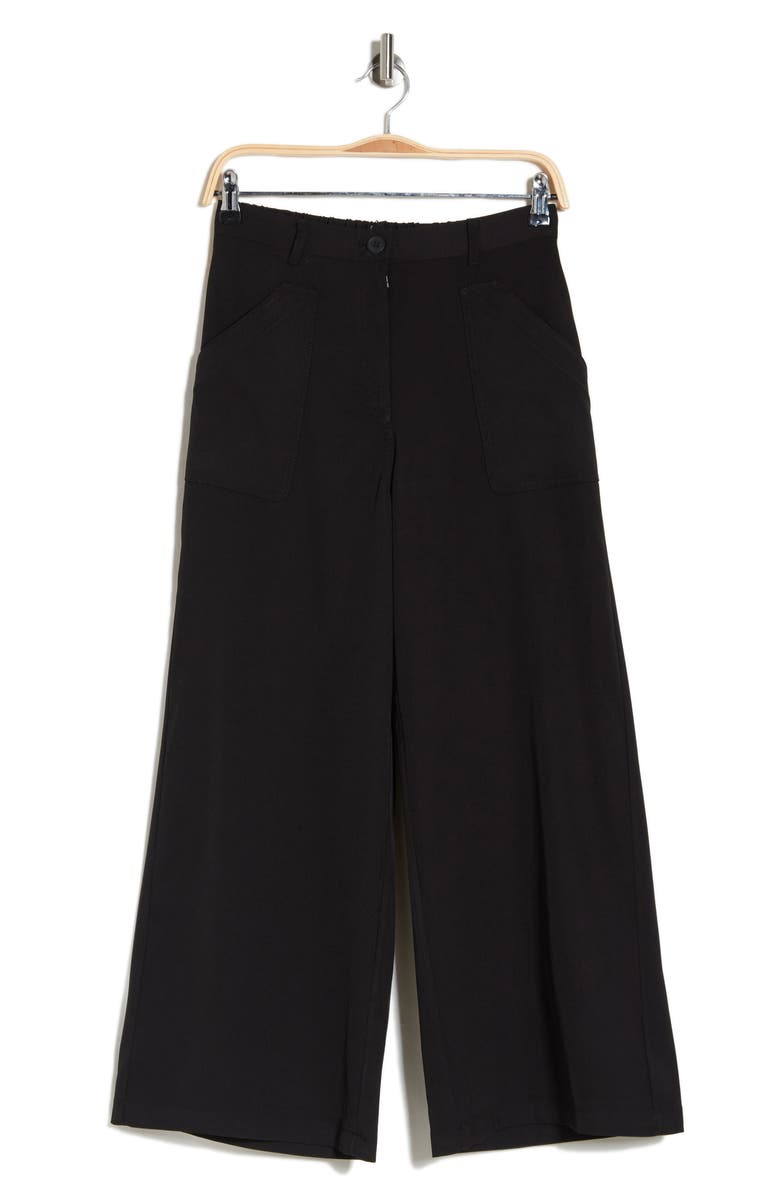 MAX STUDIO Crop Wide Leg Pants, Alternate, color, Black-Black