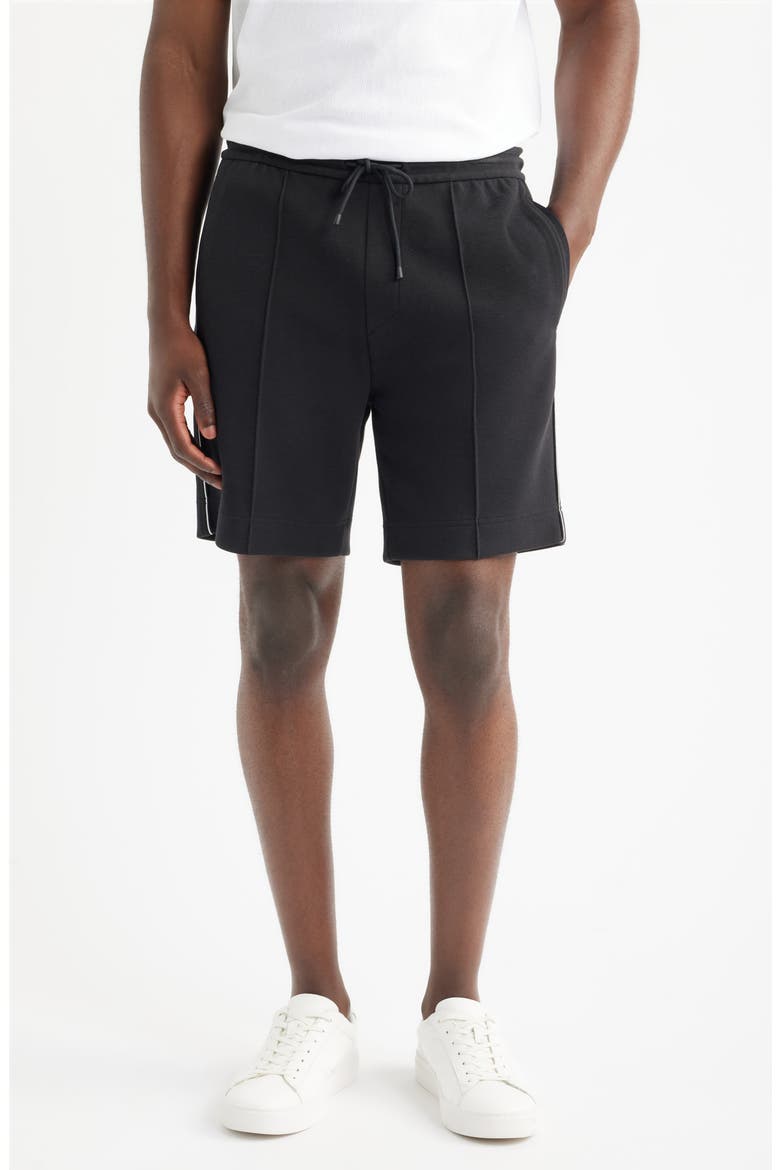 Pintuck Textured Shorts, Main, color, BLACK