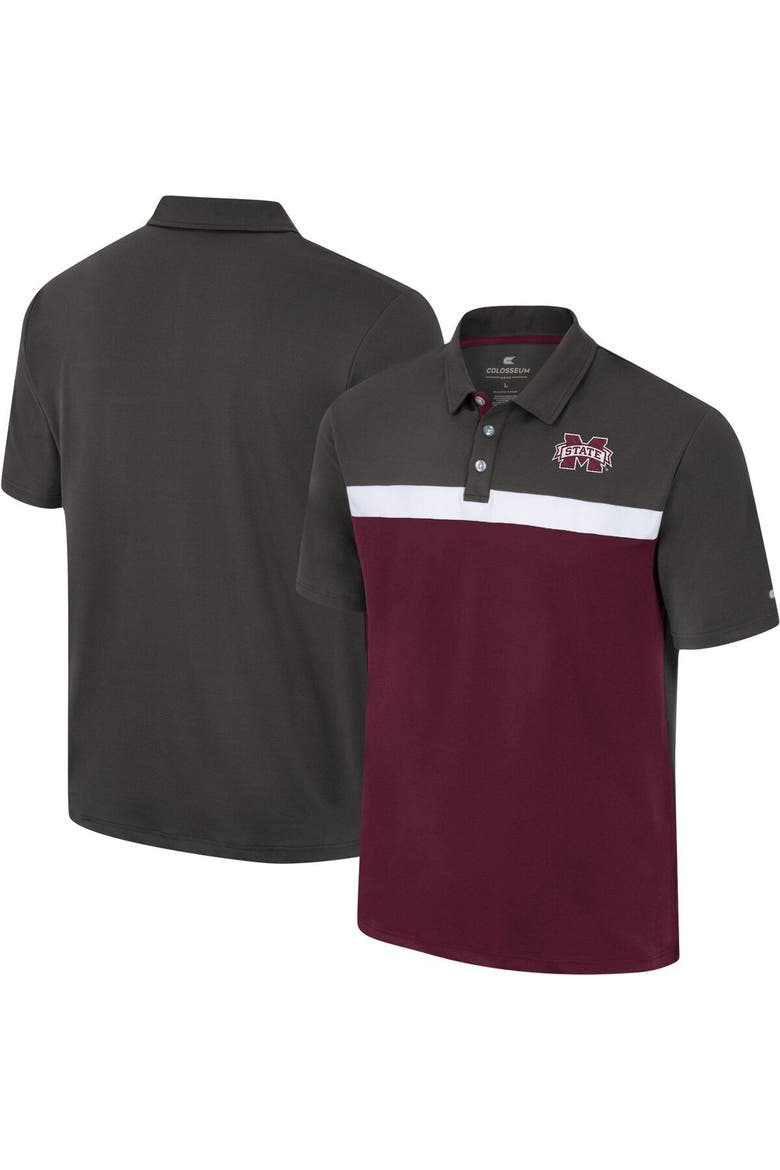 Men's Colosseum Charcoal Mississippi State Bulldogs Two Yutes Polo, Main, color, Charcoal