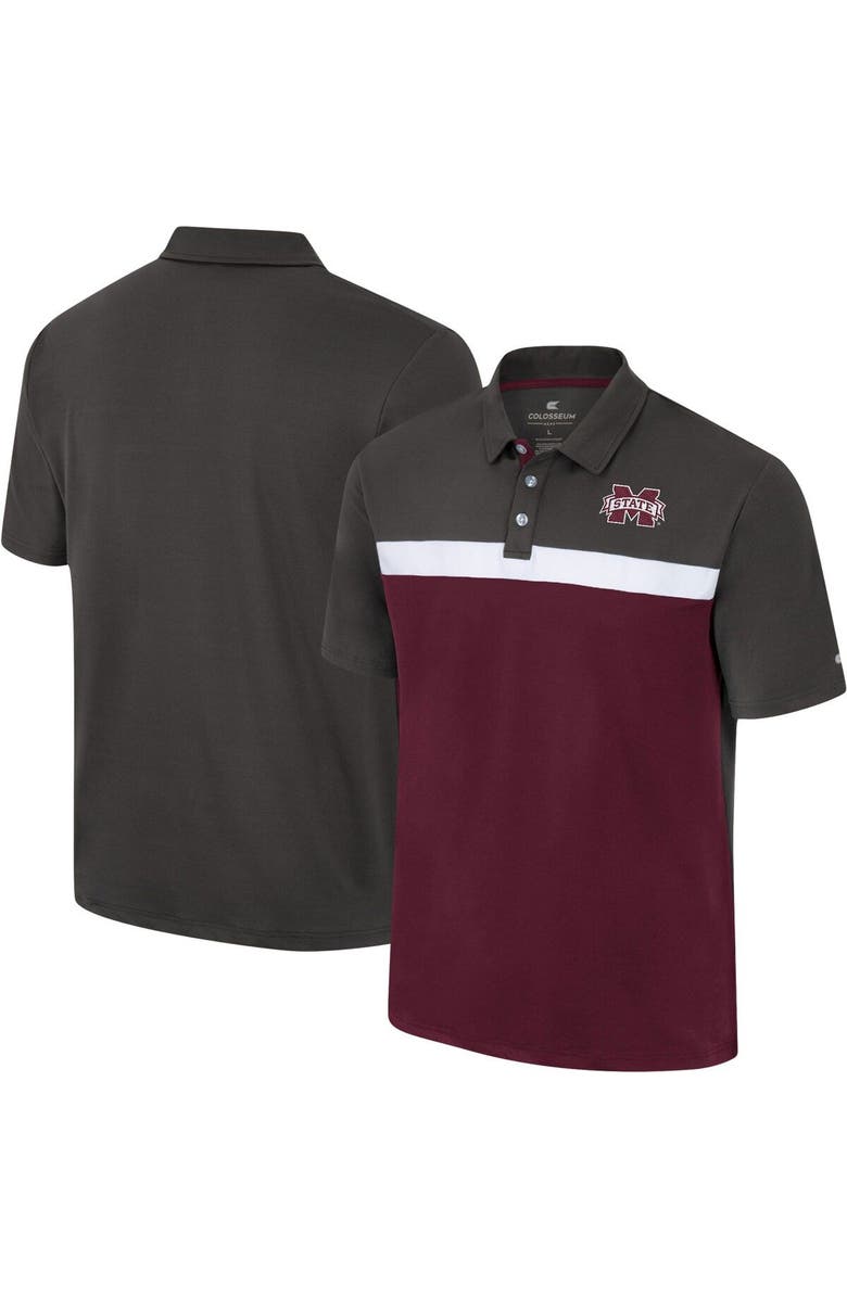 COLOSSEUM Men's Colosseum Charcoal Mississippi State Bulldogs Two Yutes Polo, Main, color, 