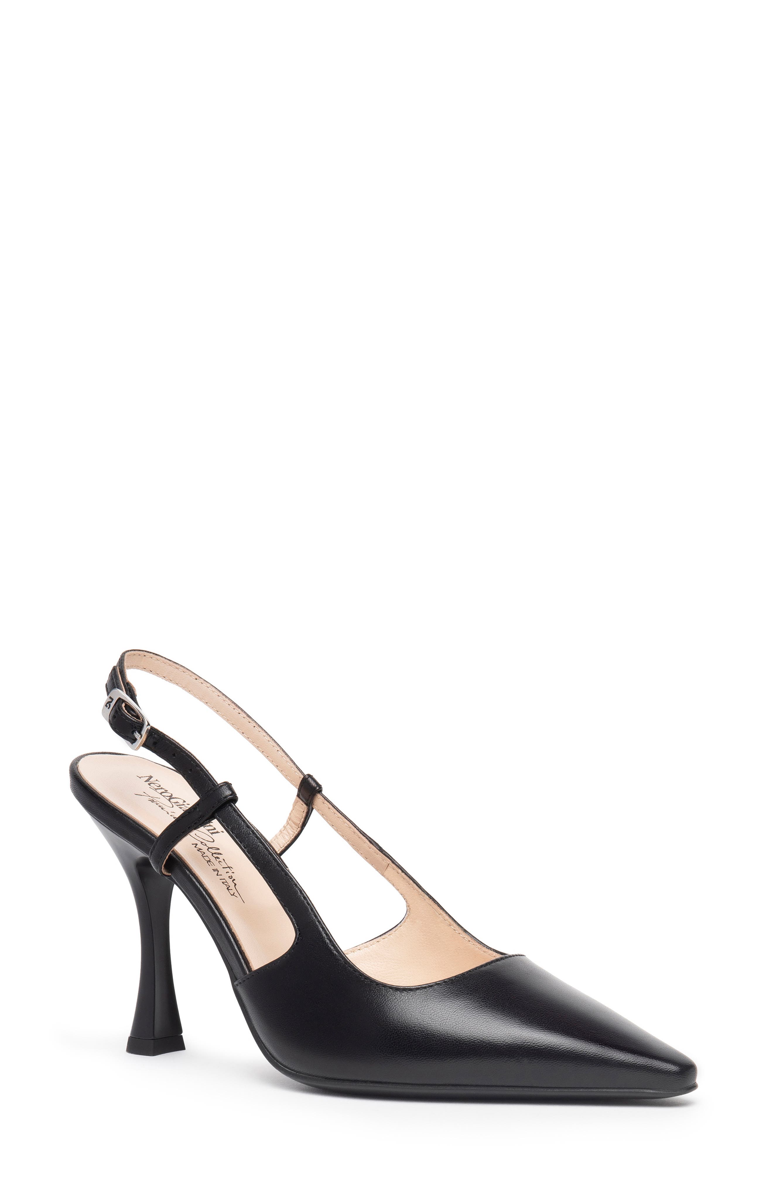 NeroGiardini Pointed Toe Slingback Pump, Main, color, Black