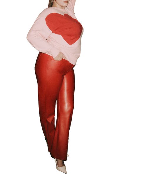 Slit Hem Faux Leather Pant (Plus Available)