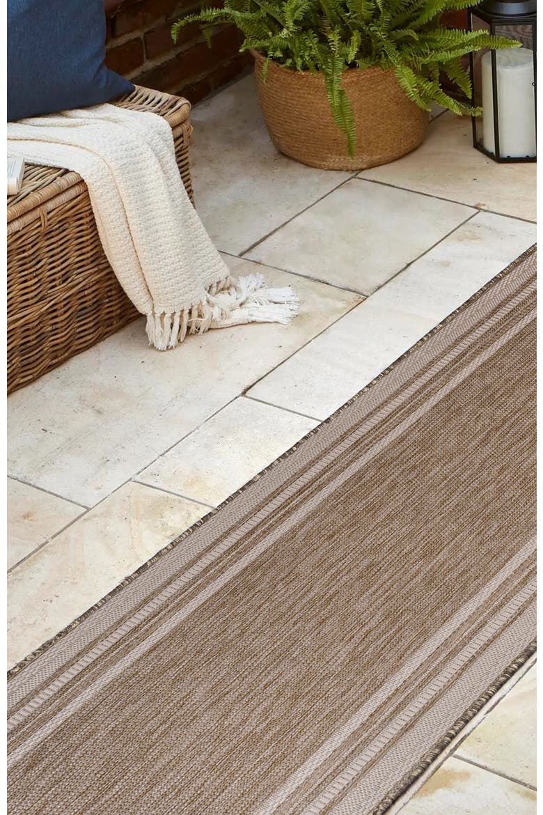 Lido Traditional Casual Pinstripe Border Indoor/Outdoor Area Rug, Alternate, color, Beige/Cream