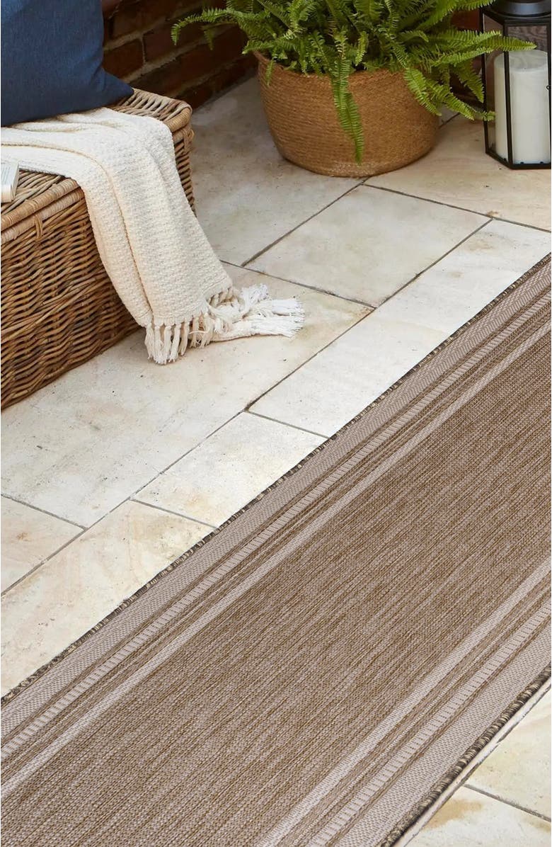 JONATHAN Y Lido Traditional Casual Pinstripe Border Indoor/Outdoor Area Rug, Alternate, color, Beige/Cream