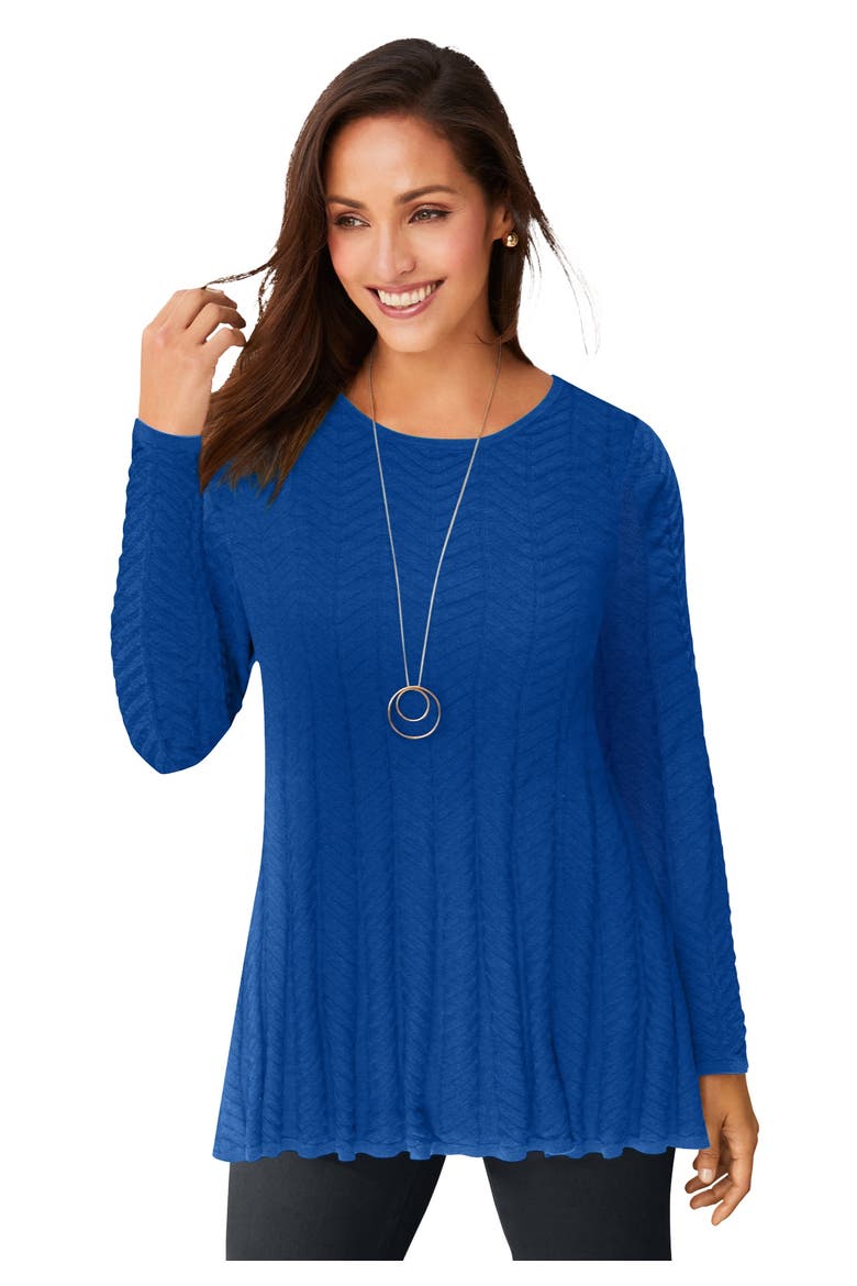 Chevron Fit & Flare Sweater, Main, color, DARK SAPPHIRE