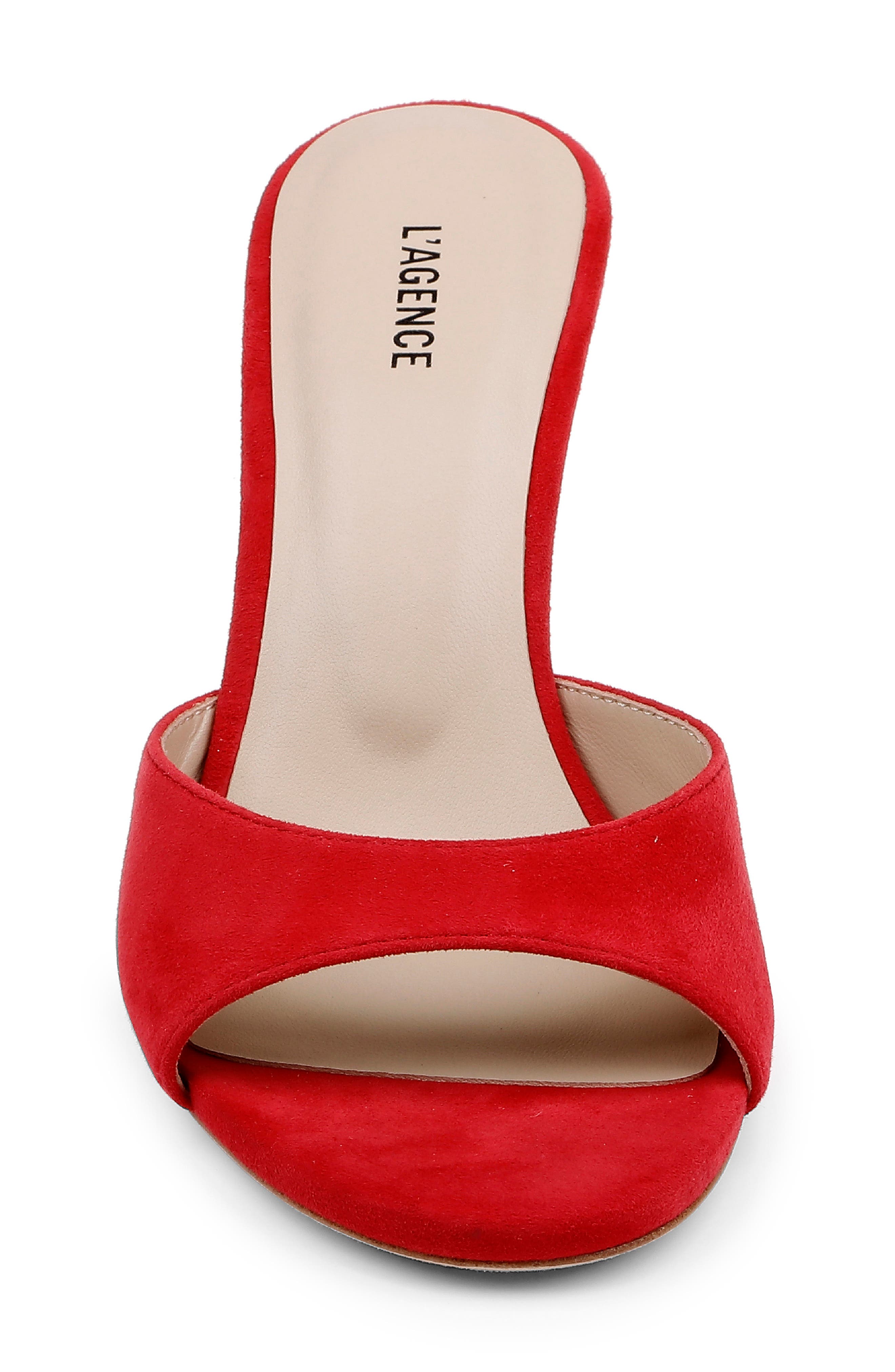 Avery Slide Sandal, Alternate, color, RED SUEDE
