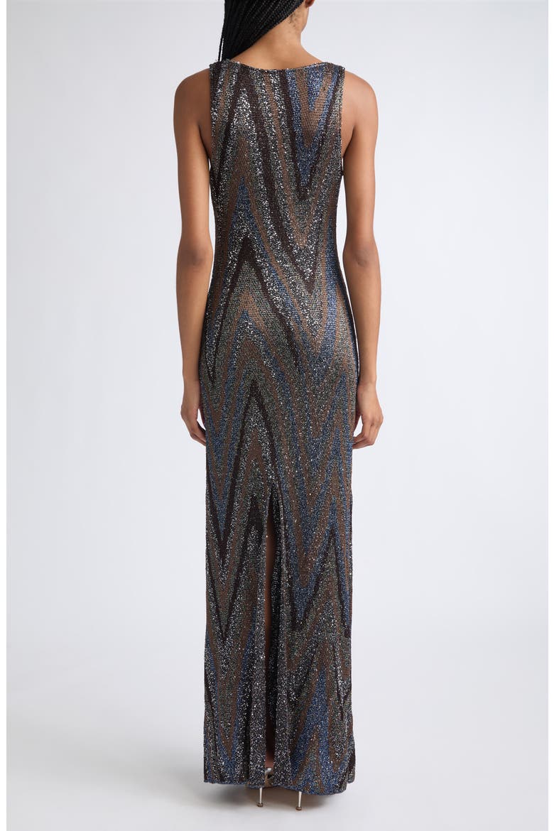 Sequin Metallic Zigzag Jacquard Maxi Dress, Alternate, color, S91U7-BLACK BASE WITH BLUE