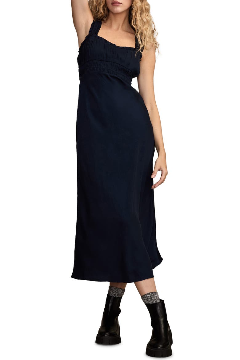 Ruched Bodice Dress, Main, color, NAVY