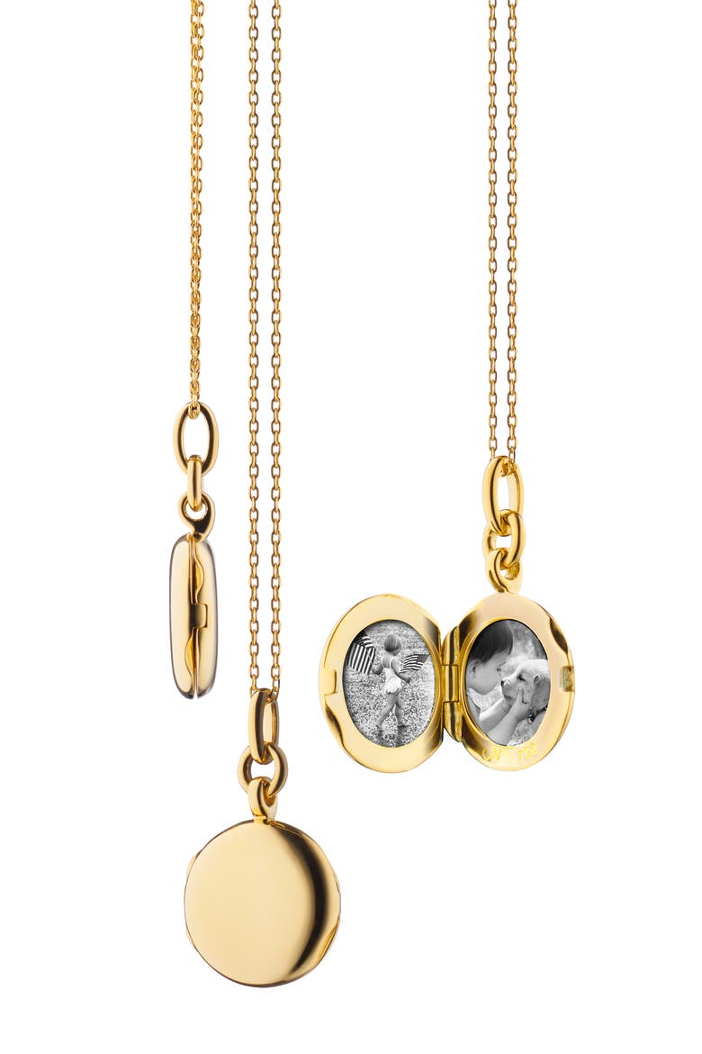 Nan Slim Round Locket Necklace, Alternate, color, GOLD