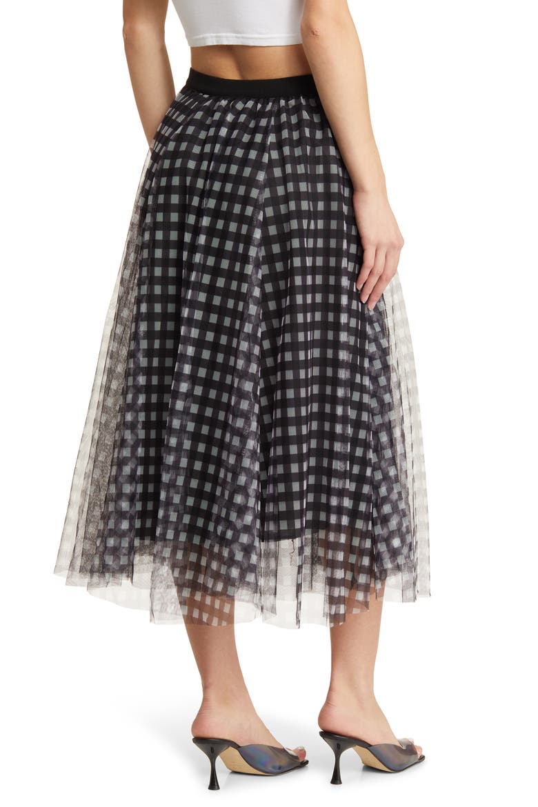 Peggy Check Mesh Skirt, Alternate, color, BLACK