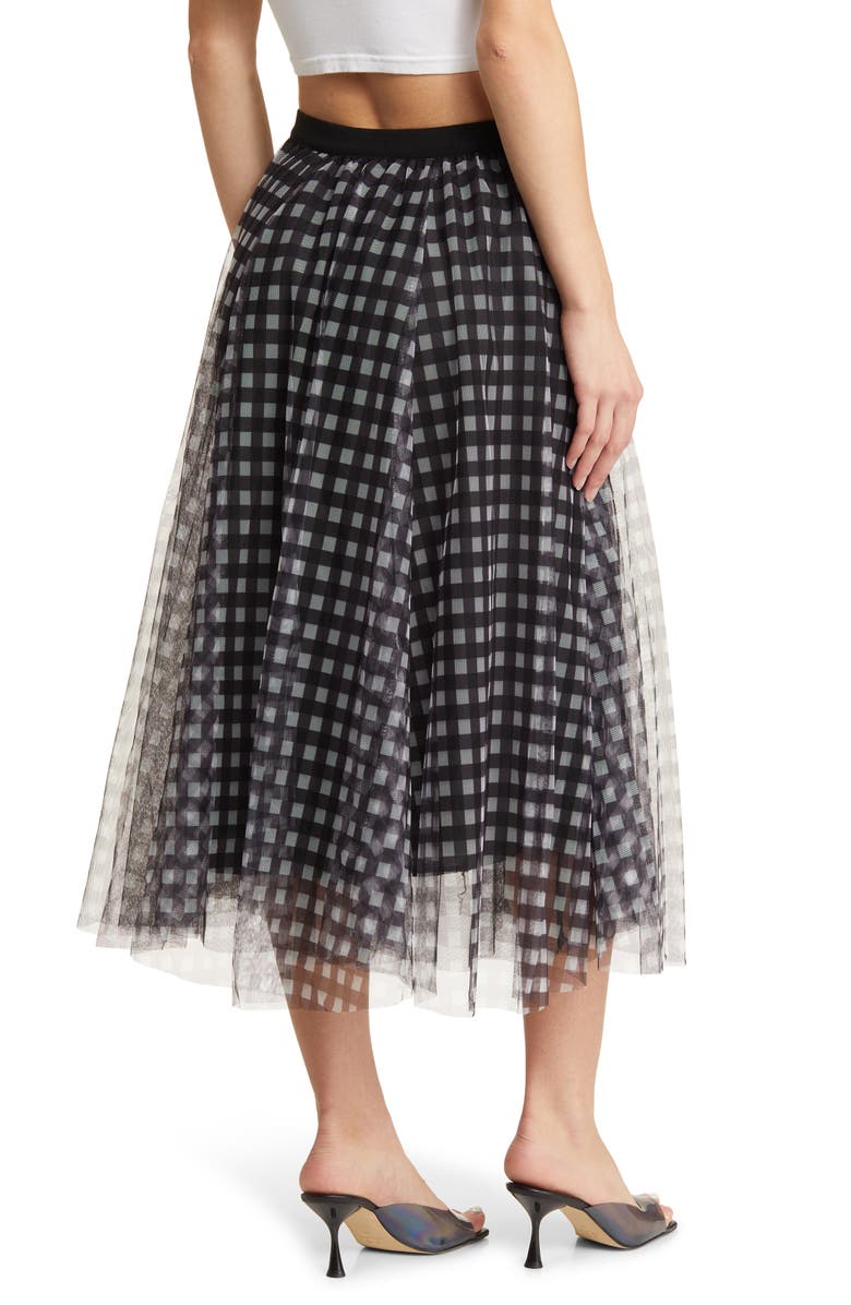 NIKKI LUND Peggy Check Mesh Skirt, Alternate, color, Black