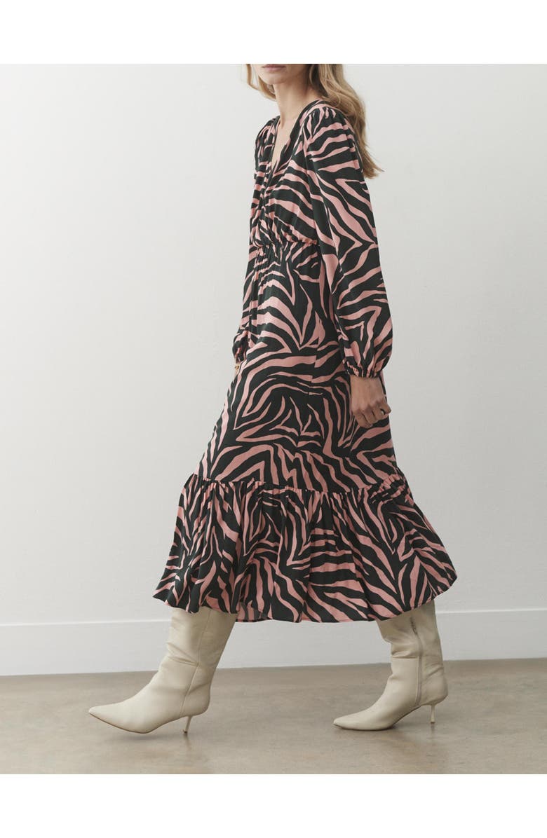Finery London Suzie Animal Print Midi Dress, Alternate, color, Pink Leopard