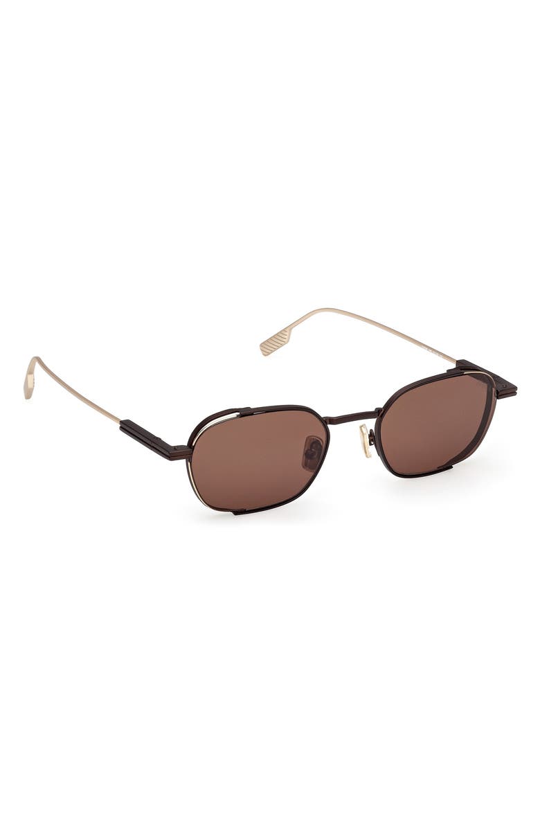 ZEGNA 52mm Geometric Sunglasses, Alternate, color, Dark Brown / Light Brown