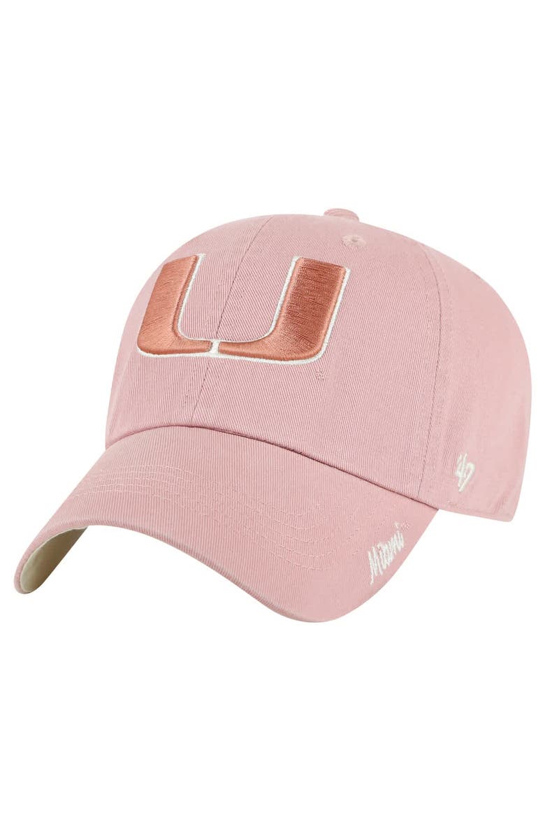 '47 Women's '47 Light Pink Miami Hurricanes Dusty Miata Clean Up Adjustable Hat, Main, color,