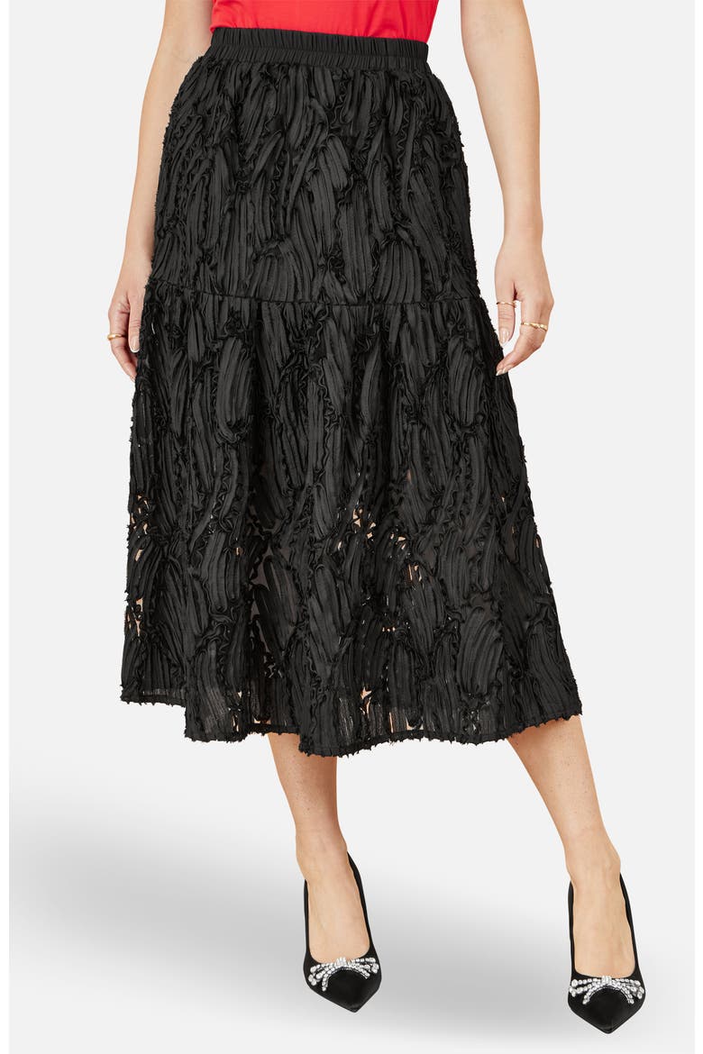 Mesh Applique Sequin Midi Skirt, Main, color, Black