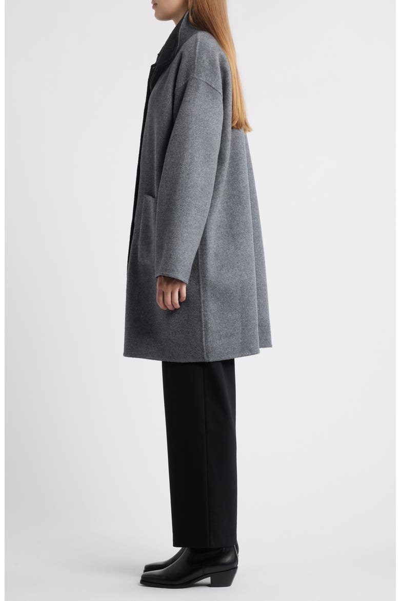 Stand Collar Reversible Wool & Cashmere Coat, Alternate, color, ASH