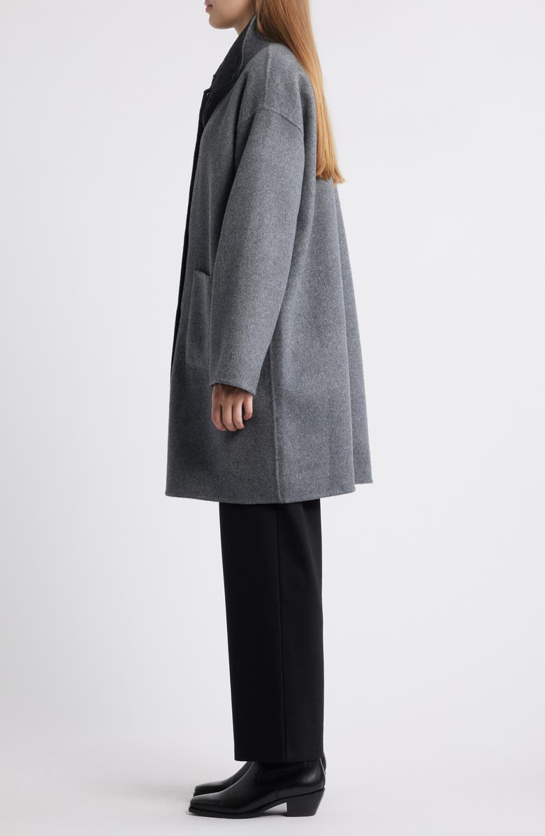 Eileen Fisher Stand Collar Reversible Wool & Cashmere Coat, Alternate, color, Ash