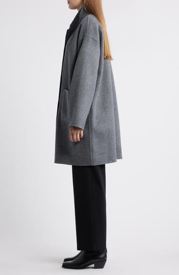 Stand Collar Reversible Wool & Cashmere Coat