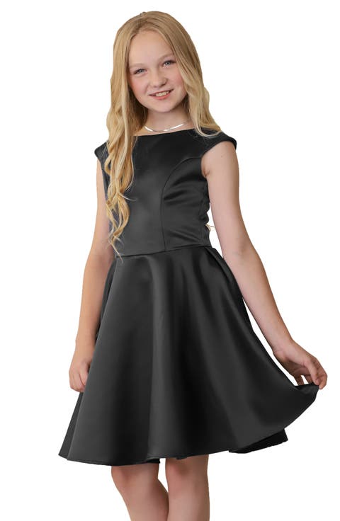 Cap Sleeve Boat Neck Dress In Longer Length
