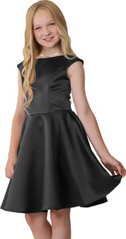 Un Deux Trois Kids' Cap Sleeve Satin Dress