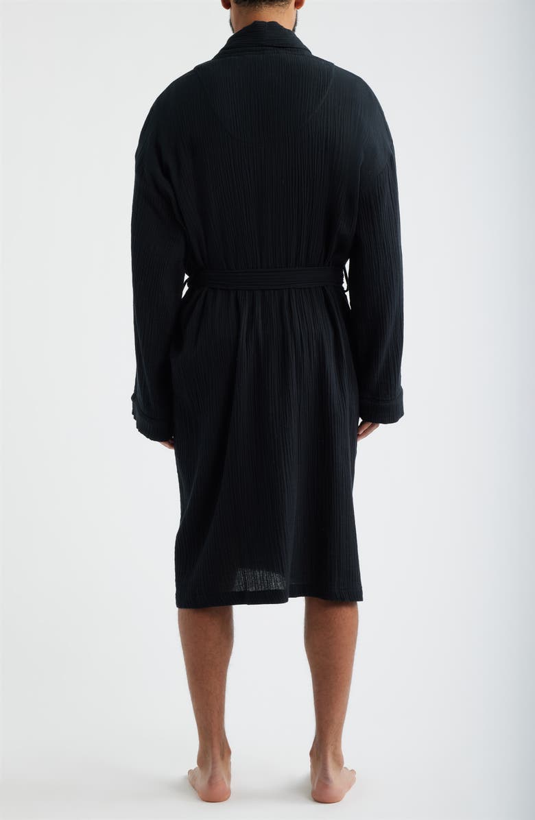 Majestic International Seaside Cotton Crepe Shawl Collar Robe, Alternate, color, Black