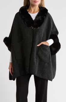 Nanette Lepore Faux Fur Trim Ruana