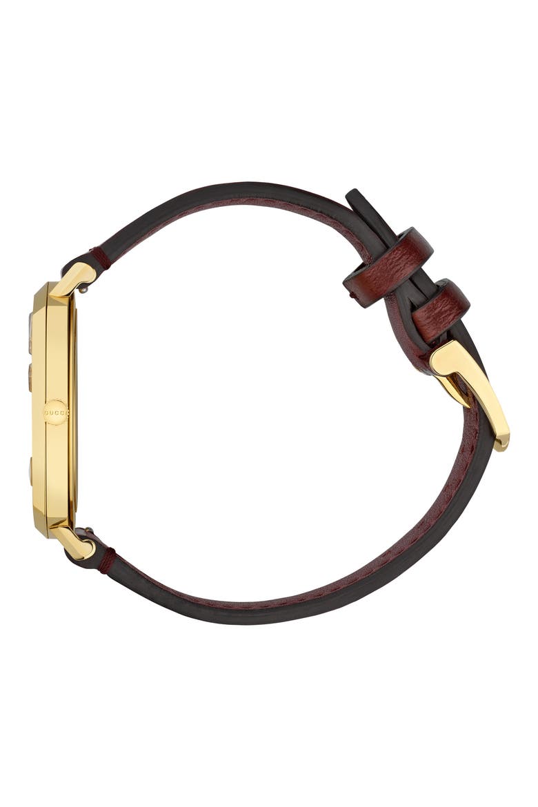 Grip Leather Strap Watch, 38mm, Alternate, color, BORDEAUX/ GOLD