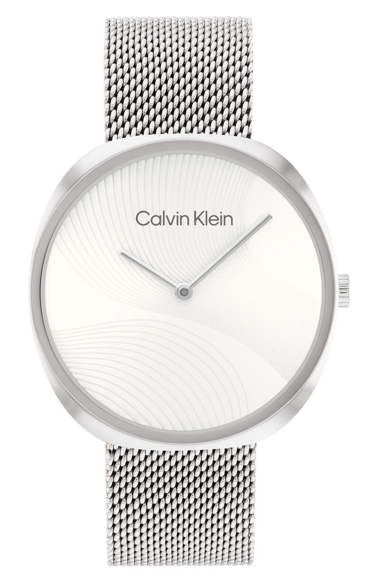 Calvin Klein Mesh Strap Watch, 36.6mm, Main, color, White