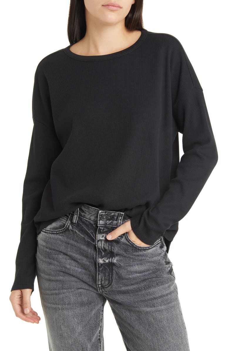 Treasure & Bond Oversize Cotton Blend Thermal Knit Top, Main, color, 