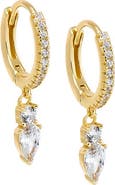 BY ADINA EDEN Double CZ Dangling Drop Huggie Earring