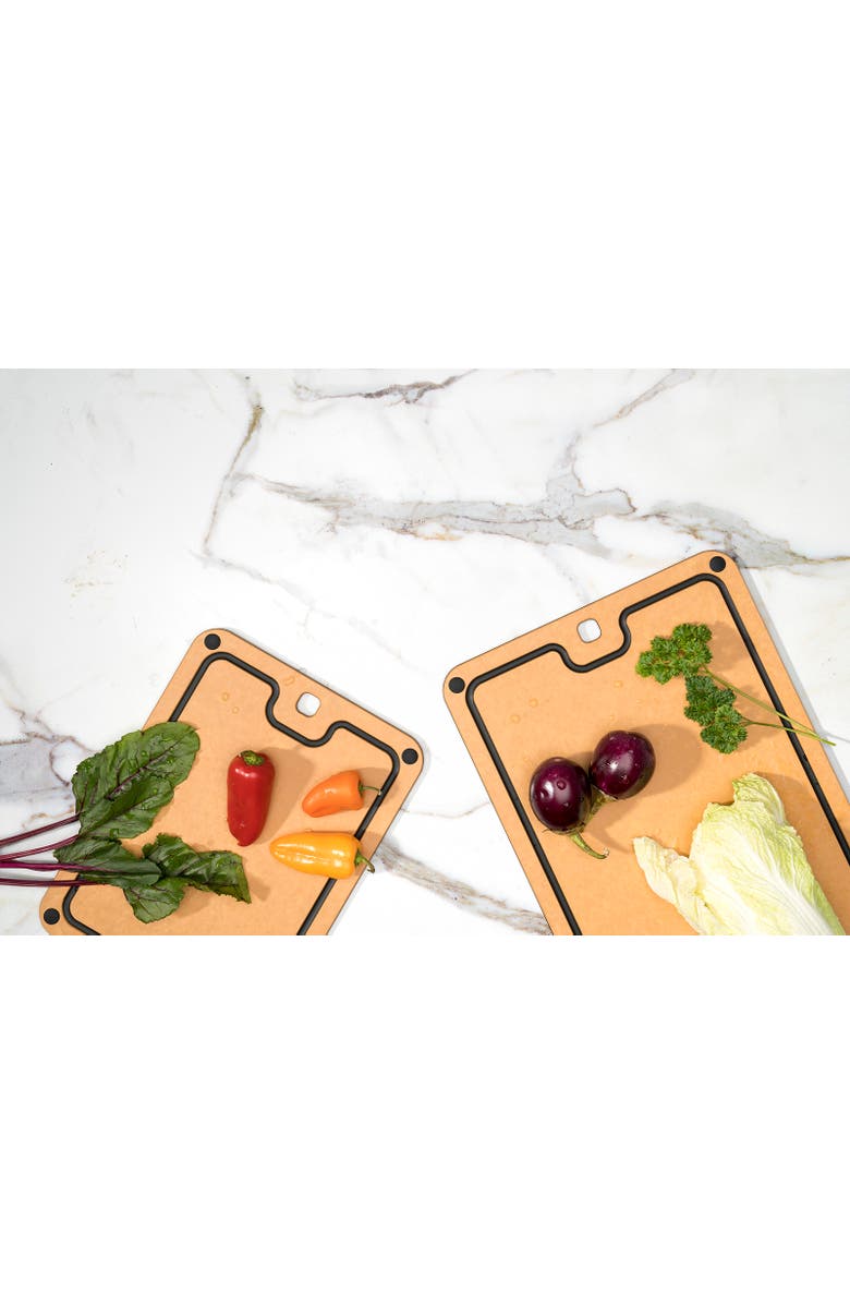 CUISIPRO Fibre Wood Cutting Board with Silicone Feet, 16 x 11 Inch, Alternate, color, Natural