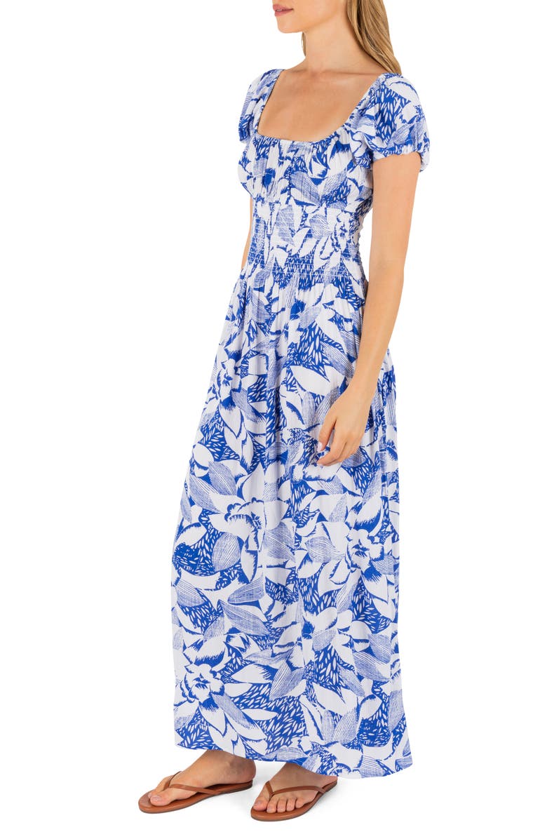 Hurley Paloma Floral Print Maxi Dress, Alternate, color, Hydro