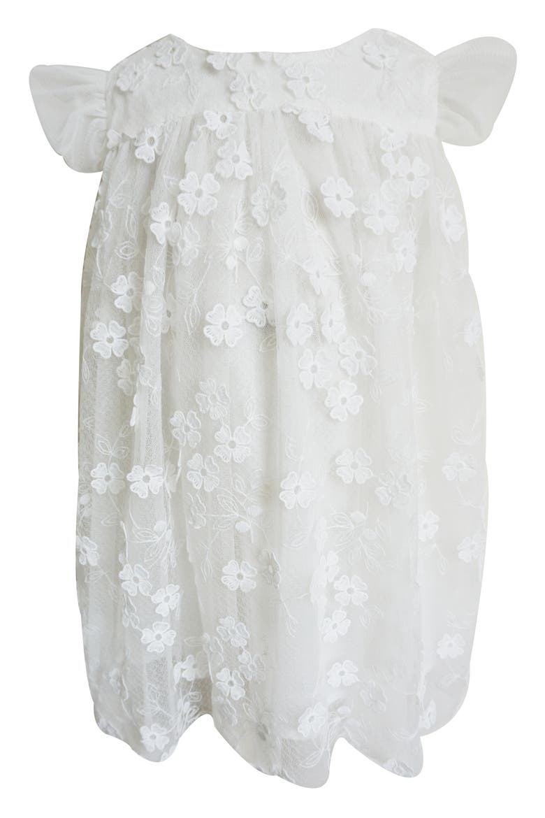 3D Floral Embroidered Party Dress, Main, color, WHITE