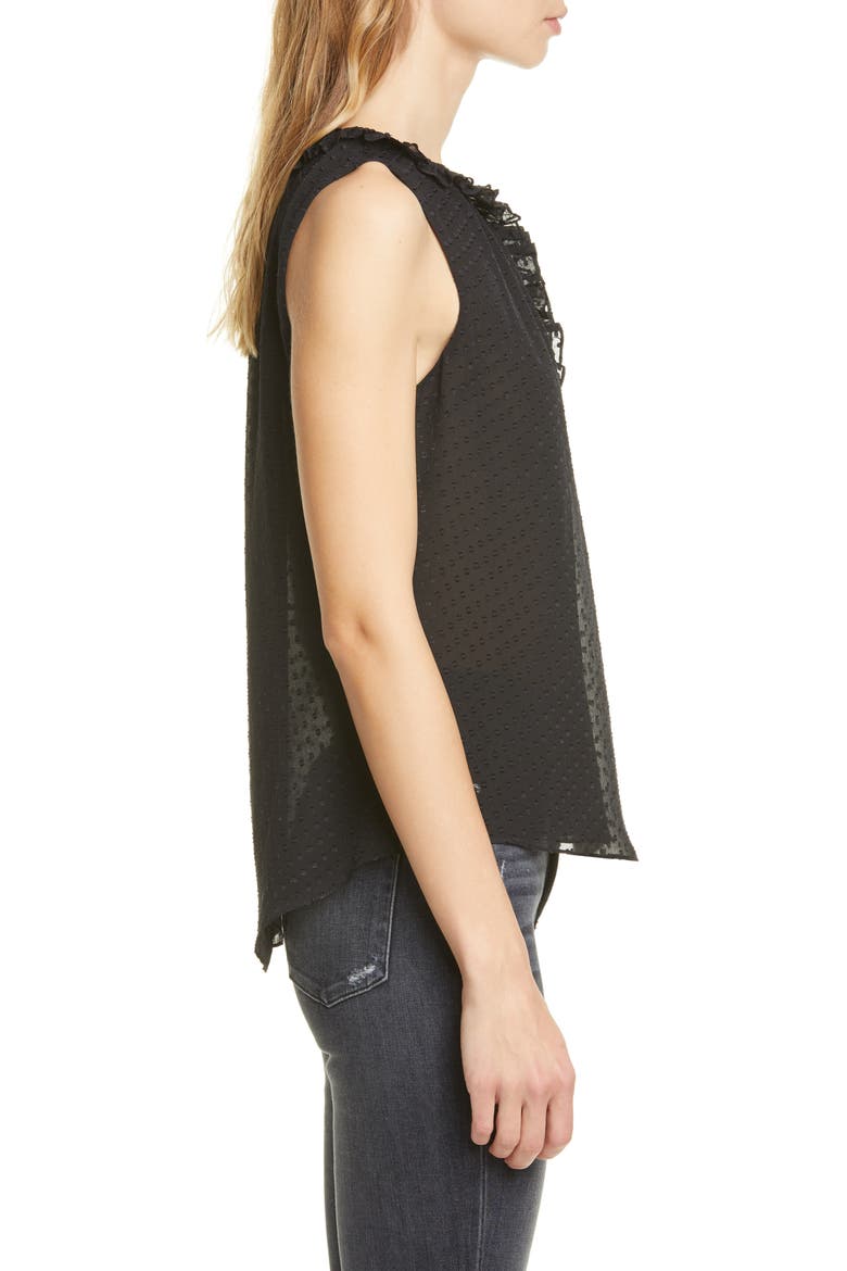 Clip Dot Sleeveless Silk Blend Blouse, Alternate, color, BLACK
