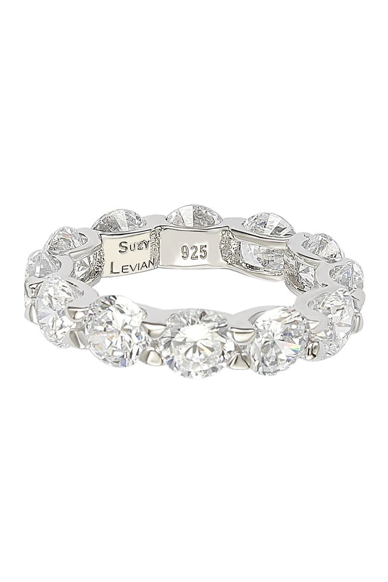 Sterling Silver CZ Round Cut Eternity Band Ring, Alternate, color, WHITE