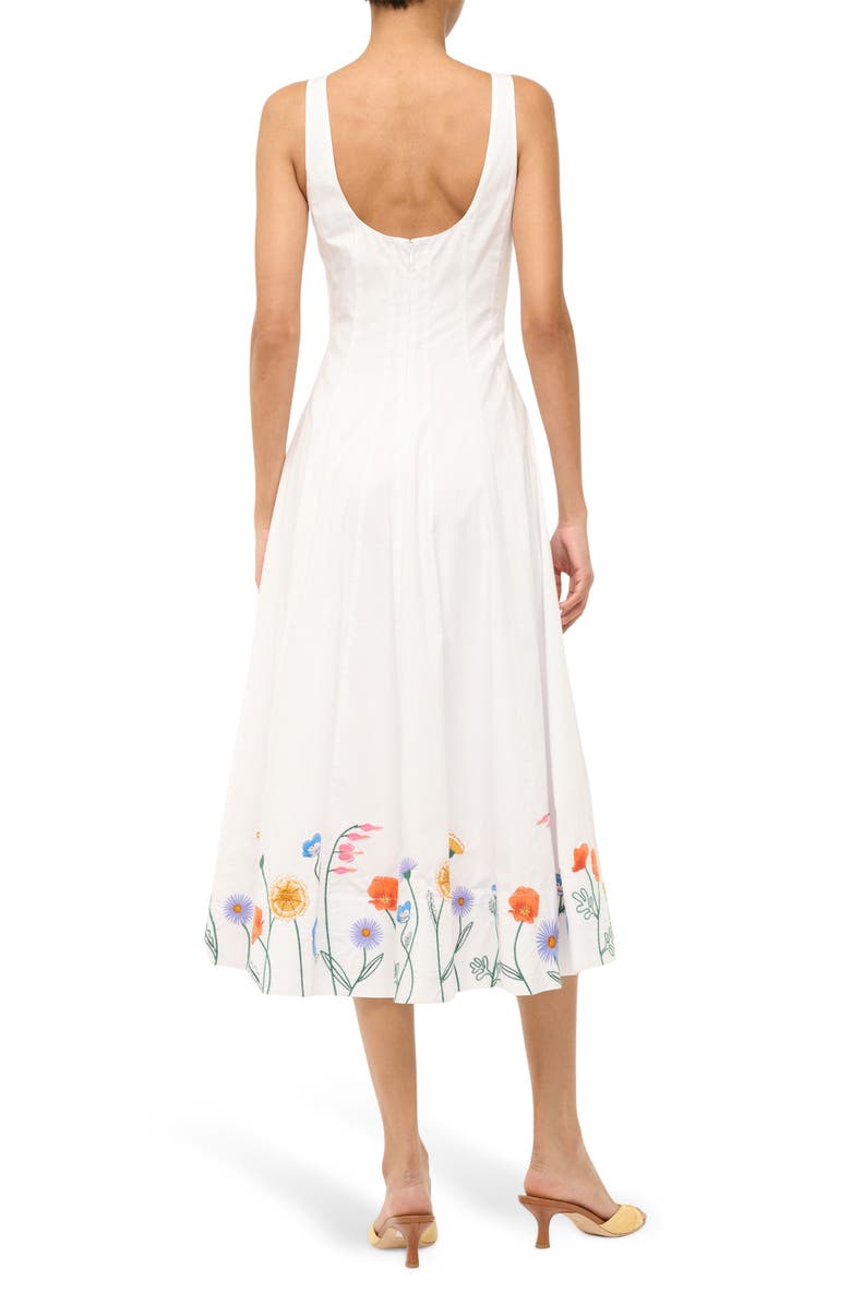 STAUD Wells Embroidered Sleeveless Midi Dress, Alternate, color, Seed Shop