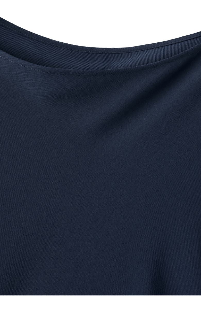 MANGO Side Ruched Long Sleeve Dress, Alternate, color, Navy