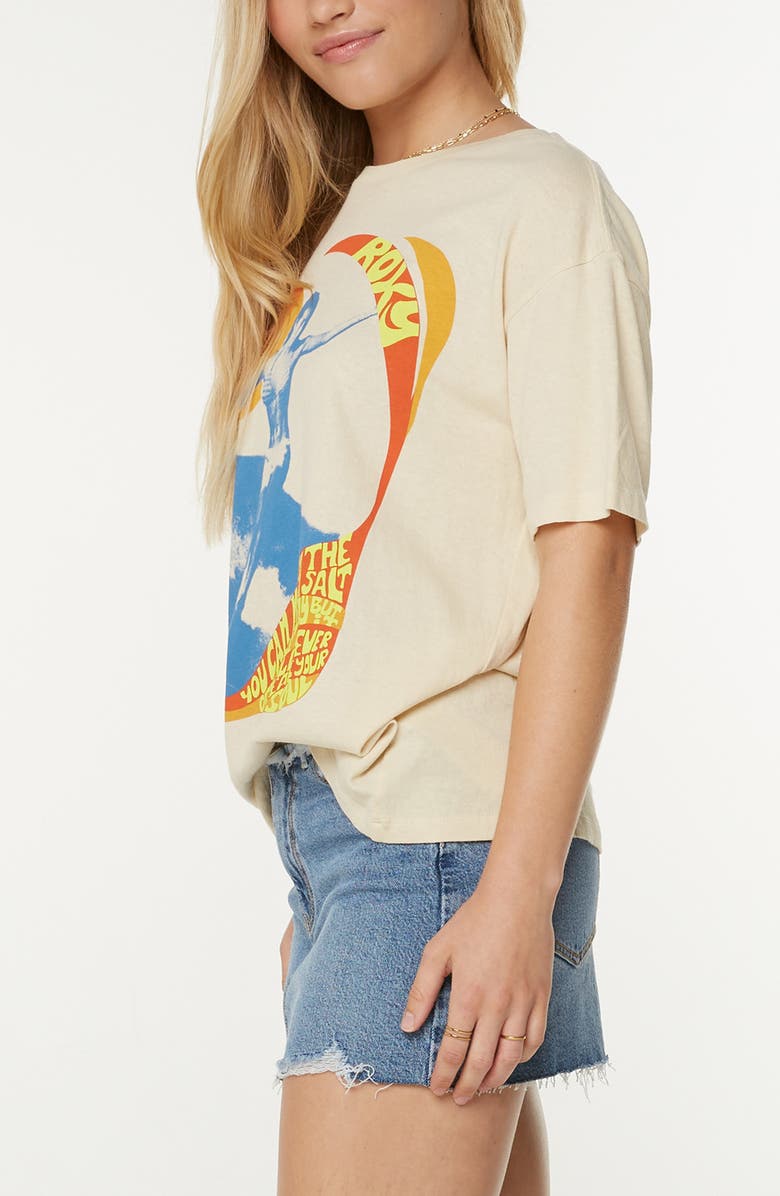 Roxy Salt Soul Oversize Cotton Graphic T-Shirt, Alternate, color, Egret Salt Soul
